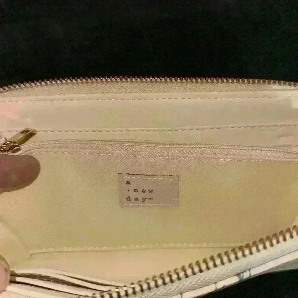 a new day. Gold Zip-around Wallet Floral,  zipper Coin, 8 Card & 2 Bill slots